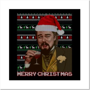 leonardo dicaprio django laughing - ugly christmas sweater Posters and Art